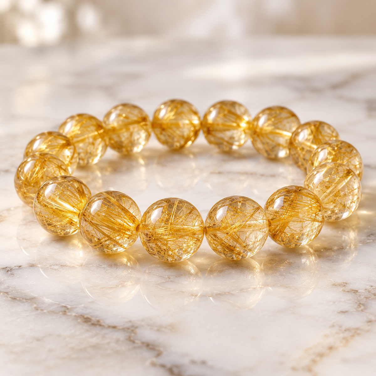 Yellow rutilated quartz bracelet